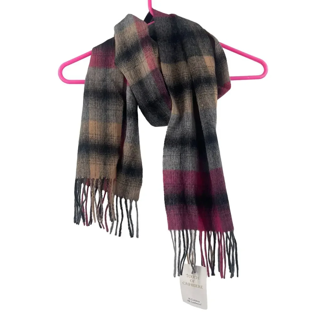 HIGHLAND HOUSE Scarf 5% Cashmere 95% Lambswool Plaid NWT Touch of Cashmere